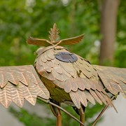 Zaer Ltd International 76" Tall Large Rocking Owl Garden Stake with Solar Eyes & Moving Wings "Winston" ZR156007 View 7