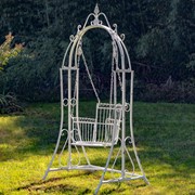 Zaer Ltd International "Oasis" Iron Garden Swing Chair in Antique White ZR160144-AW View 7