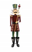 Zaer Ltd International Pre-Order: 59" Tall Iron Christmas Burgundy Nutcracker Holding Baton "Henry" ZR131167 View 7