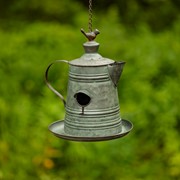 Zaer Ltd International Pre-Order: Set of 6 Assorted Style Galvanized Teapot Birdhouses ZR170773-GVS View 7