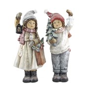 Zaer Ltd International Set of 2 "Winter's Night" Standing Tushkas Holding Lanterns & Christmas Tree ZR117612 View 7