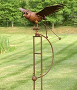 Zaer Ltd International 76" Tall Large Iron Rocking Owl with Moving Wings Garden Stake in Rust "Winslow" ZR156006-RS View 7