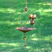 Zaer Ltd. International Pre-Order: Set/6 Assorted Animal Hanging Umbrella Birdfeeder Wind Chimes in Rust ZR777107-RSS View 7