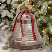 Zaer Ltd International Set of 7 Large Galvanized Jingle Bells with Ribbon and Rope ZR175353-SET View 7