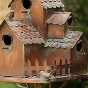 Zaer Ltd International Pre-Order: 73.75"T. Country Style Multi-Home Iron Birdhouse Stake "Doylestown" ZR182432 View 7