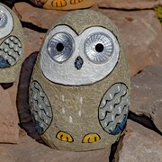 Zaer Ltd International Pre-Order: Set of 3 Solar "Rock" Owls with Light Up Eyes in 3 Assorted Colors VA100001-SET View 7