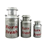 Zaer Ltd International Set of 3 Galvanized Old Style Milk Jug Planters in Red ZR180140-RD View 7