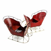 Zaer Ltd International Set of 2 Vintage Style Sleighs in Antique Red ZR170362-SET View 7