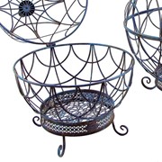 Zaer Ltd. International Pre-Order: Set of 2 Iron Globe Plant Stands with Antique Blue Finish ZR151119-BL View 7