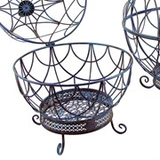 Zaer Ltd. International Set of 2 Assorted Iron Globe Plant Stands in Cobalt Blue "Paris 1968" ZR151119-BL View 7