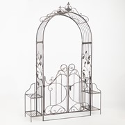 Zaer Ltd International "Stephania" 8ft. Tall Garden Gate Arch with Side Shelves in Copper-Brown ZR180830-CB View 7