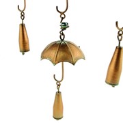 Zaer Ltd International Pre-Order: Set of 3 Antique Copper Umbrella Wind Chimes with Bells ZR192614-SET View 7