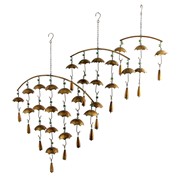 Zaer Ltd International Pre-Order: Set of 3 Antique Copper Umbrella Wind Chimes with Bells ZR192614-SET View 7