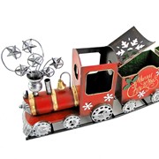 Zaer Ltd International 15" Long Red Iron Christmas Train with Snowflakes & Candleholder ZR180893 View 7