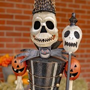 Zaer Ltd International Set of 2 Standing 63.5" Tall Halloween Skeleton Soldiers with Staffs ZR983492-3-SET View 7