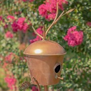 Zaer Ltd. International 64.25" Tall Antique Copper Finished Iron Birdhouse Stake with Dome Roof ZR173714-D View 7