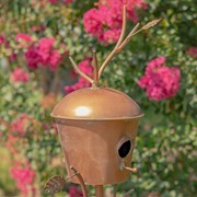 Zaer Ltd. International Pre-Order: 64.25"T Antique Copper Finished Iron Birdhouse Stake with Dome Roof ZR173714-D View 7