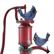 Zaer Ltd. International 31" Tall Old Style Red Iron Water Pump with "Merry Christmas" Sign & Bluebirds ZR190271 View 7