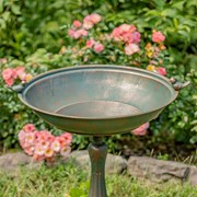 Zaer Ltd. International 27" Tall Ornate Pedestal Birdbath with Bird Details in Copper-Bronze ZR160318-CB View 7