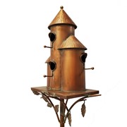 Zaer Ltd. International 73.5" Tall Cylinder Triple Birdhouse Stake with Conical Roof in Antique Copper ZR200250-CP View 7