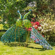 Zaer Ltd. International Pre-Order: Set of 2 Large Colorful Peacocks with Jewels "Royal and Sapphire" ZR140242-SET View 7