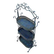 Zaer Ltd International Pre-Order: 43" Tall Three Tier Iron Plant Stand in Antique Blue ZR180978-BL View 7