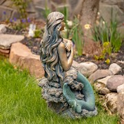Zaer Ltd International 34" Tall Mermaid Sitting on Rock Garden Statue in Antique Bronze "Dezlynn" ZR340934-BZ View 7