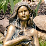 Zaer Ltd International Pre-Order: 37" Tall Mermaid Lying Down Garden Statue in Antq. Bronze "Finnleigh" ZR341137-BZ View 7