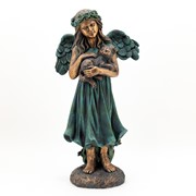 Zaer Ltd International 39" Tall Magnesium Angel Statue Holding Cat in Antique Bronze "Nicole" ZR341539-BZ View 7