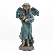 Zaer Ltd International 39" Tall Magnesium Angel Statue Holding Bouquet in Bronze "Sopia" ZR341939-BZ View 7