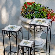 Zaer Ltd. International "Marisol" Set of 3 Square Nesting Iron Mosaic Plant Stands ZR842945 View 7
