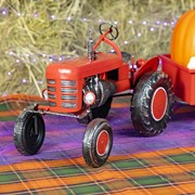 Zaer Ltd International 3.4ft. Long Small Red Metal Tractor with Cart "The Aldean" ZR534481-RD View 7
