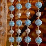Zaer Ltd. International 74" Long Porcelain Tsugo Ball Garland in Baby Blue & Ivory "Sakura" ZR088211 View 7