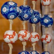 Zaer Ltd. International 74" Long Porcelain Tsugo Ball Garland in Burnt Orange & Blue "Kimi" ZR088212 View 7