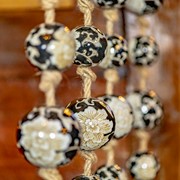 Zaer Ltd. International 74" Long Porcelain Tsugo Ball Garland in Black & White "Chihiro" ZR088213 View 7