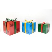 Zaer Ltd. International Set of 3 Assorted Christmas Gift Boxes with Snowflake Cutouts Garden Stakes ZR210607-SET View 7