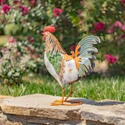 Zaer Ltd. International Set of 6 Assorted Hand Painted Iron Rooster Figurines with Floral Details ZR201300-SET View 7