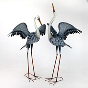 Zaer Ltd. International Set of 2 51" Tall White Neck Blue-Grey Heron Garden Figurines with Spread Wings ZR217086-SET View 7