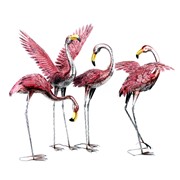 Zaer Ltd. International Set of 4 Metallic Pink Flamingo Garden Figurines in Assorted Styles ZR218218-SET View 7