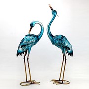 Zaer Ltd. International Set of Two 33.5" Tall Metallic Blue-Green Heron Garden Figurines ZR217095-SET View 7