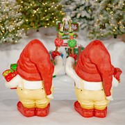 Zaer Ltd. International Set of Two 27.5" Tall Santa Gnome Statues Holding Gifts & Staffs "Nick & Kris" ZR223506-7 View 7