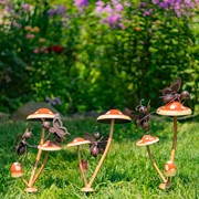 Zaer Ltd International Set of 6 Assorted Bustling Butterflies on Iron Mushroom Garden Stakes ZR652408-SET View 7