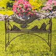 Zaer Ltd International Round Top Iron Garden Bench with Flying Eagle Backrest "Klamath" ZR220864-BZ View 7