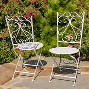 Zaer Ltd International "Solebury" Five-Piece Metal Dining Set in Antique White ZR220869-70-AW View 7