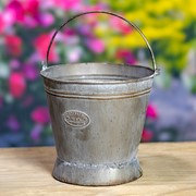 Zaer Ltd. International Set of 2 Galvanized Round Iron Planters with Moving Handles in Antique Grey ZR831012 View 7