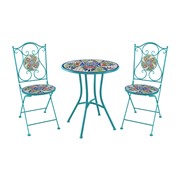 Zaer Ltd. International "Baton Rouge" Three Piece Mosaic Bistro Set - Blue, Green & Red ZR850914-61-SET View 7