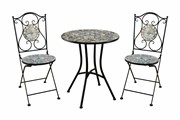 Zaer Ltd. International "St. Augustine" Three Piece Mosaic Bistro Set - Stone Grey & Brown ZR850514-65-SET View 7