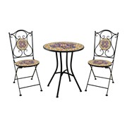 Zaer Ltd. International "Newport" Three Piece Mosaic Bistro Set - Gold, Blue & Orange ZR850314-67-SET View 7