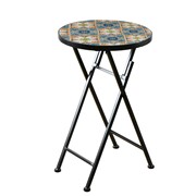Zaer Ltd. International "Bar Harbor" 23in. Tall Mosaic Folding Plant Stand - Blue/Green/Peach ZR850616 View 7