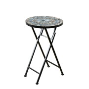 Zaer Ltd. International "St. Augustine" 23in. Tall Mosaic Folding Plant Stand - Stone & Brown ZR850516 View 7